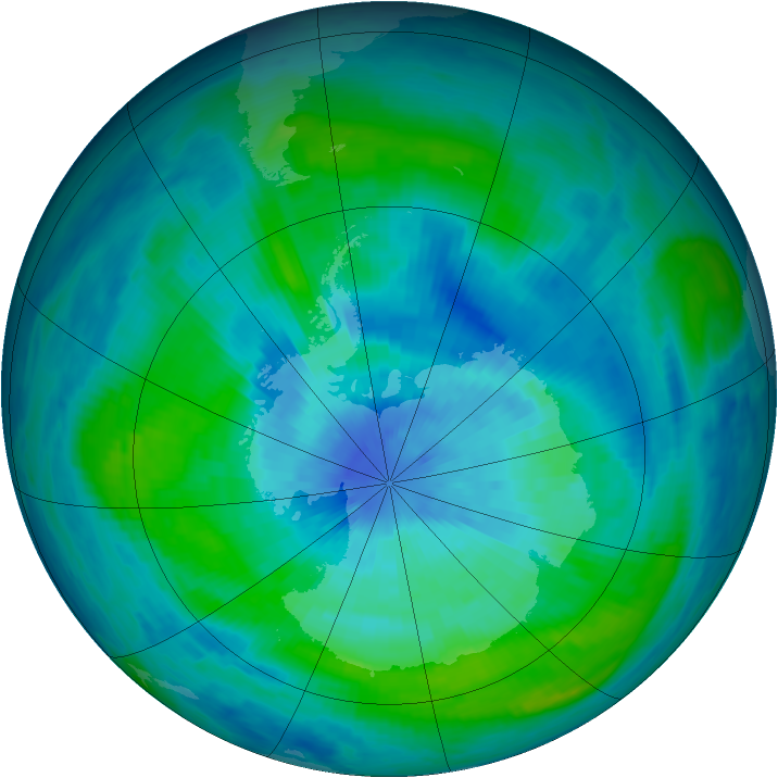 Antarctic ozone map for 15 March 1985